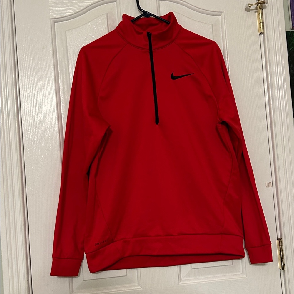 Nike Red Dri‑Fit Half‑Zip Fleece Lined Pullover – Men’s Medium, Like New
